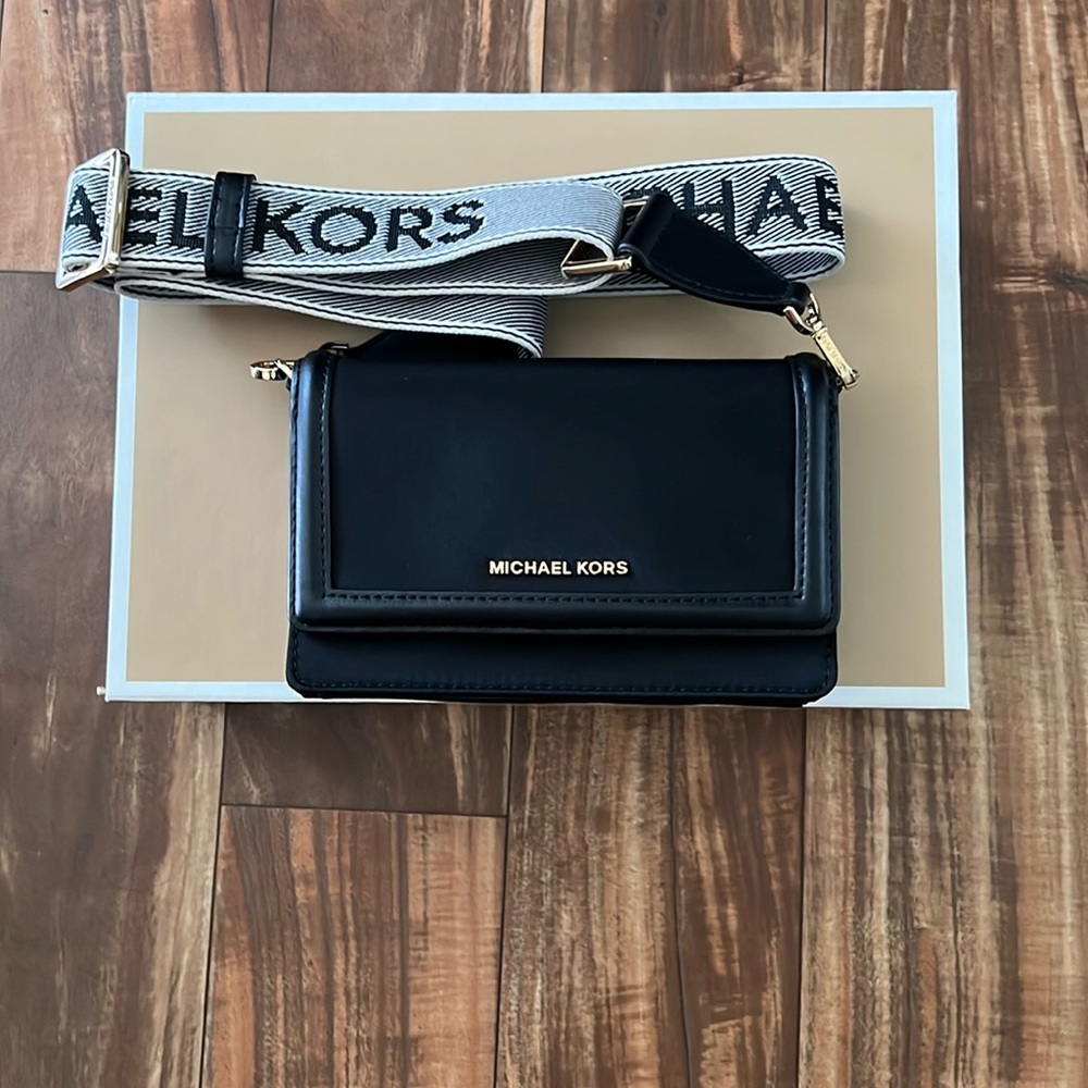 Michael Kors Logo Small Nylon Crossbody with Webbing Strap